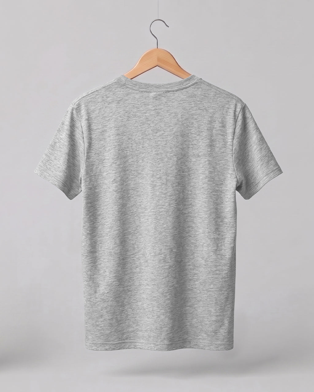 Gray Melange Plain Half Sleeve T-Shirt