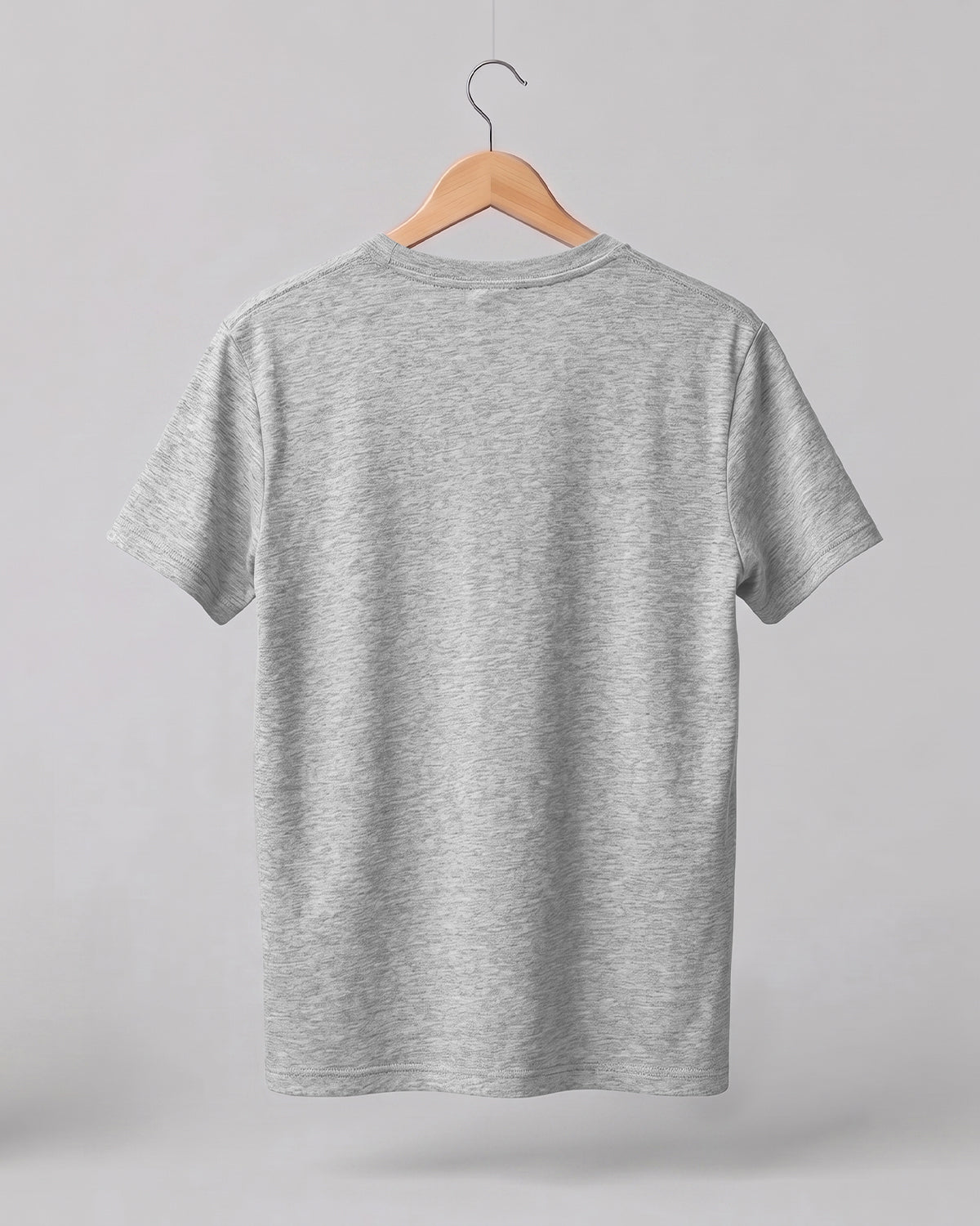Gray Melange Plain Half Sleeve T-Shirt