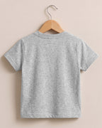 Melange Grey plain cotton kids half sleeve round neck t-shirt made from premium cotton, 180 GSM red label yarn, biowashed for softness and durability.