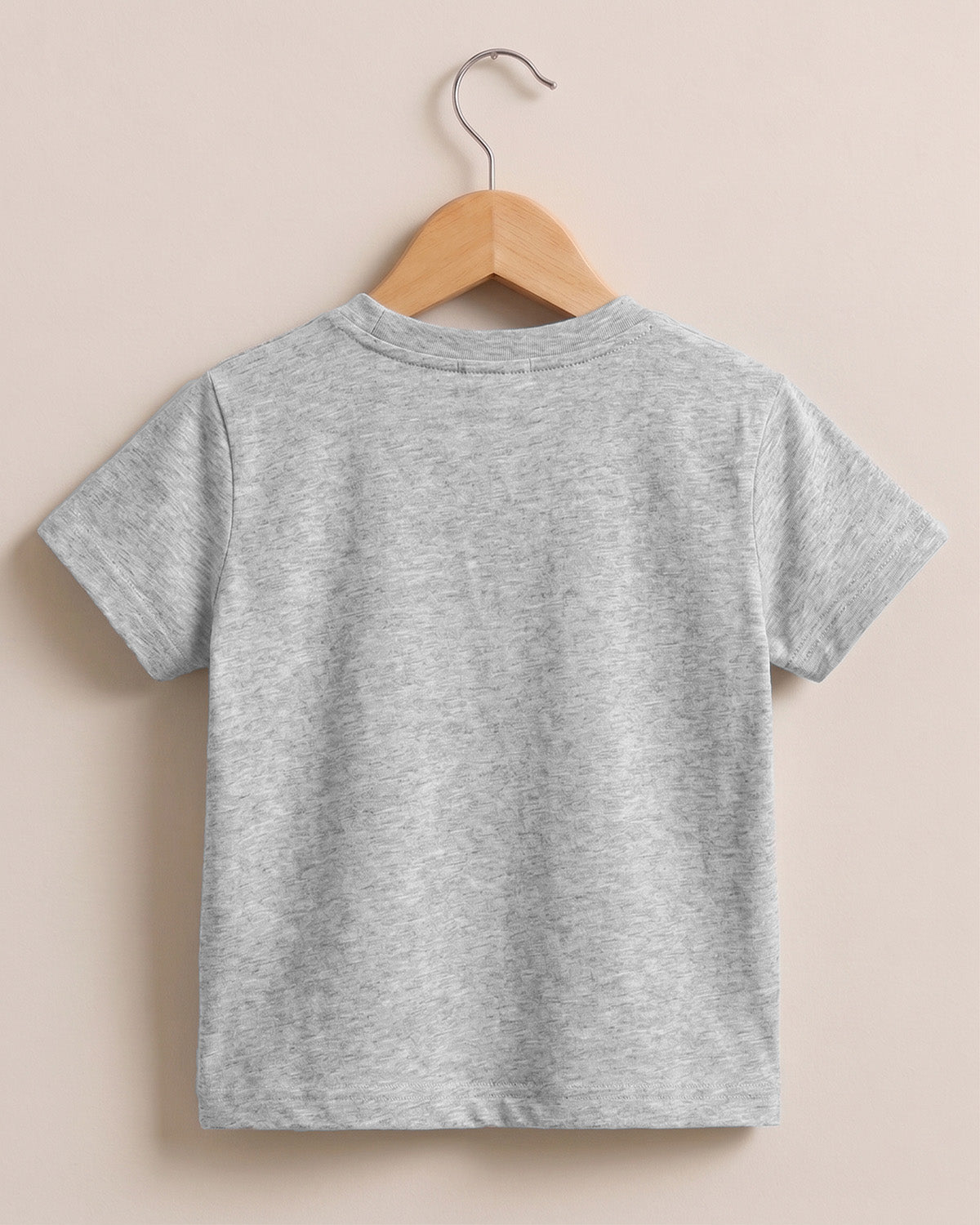 Melange Grey plain cotton kids half sleeve round neck t-shirt made from premium cotton, 180 GSM red label yarn, biowashed for softness and durability.