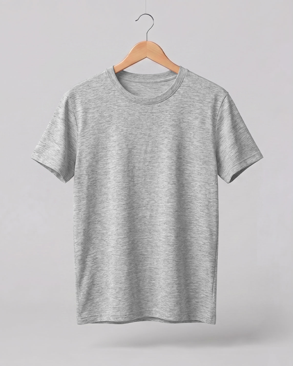 Gray Melange Plain Half Sleeve T-Shirt