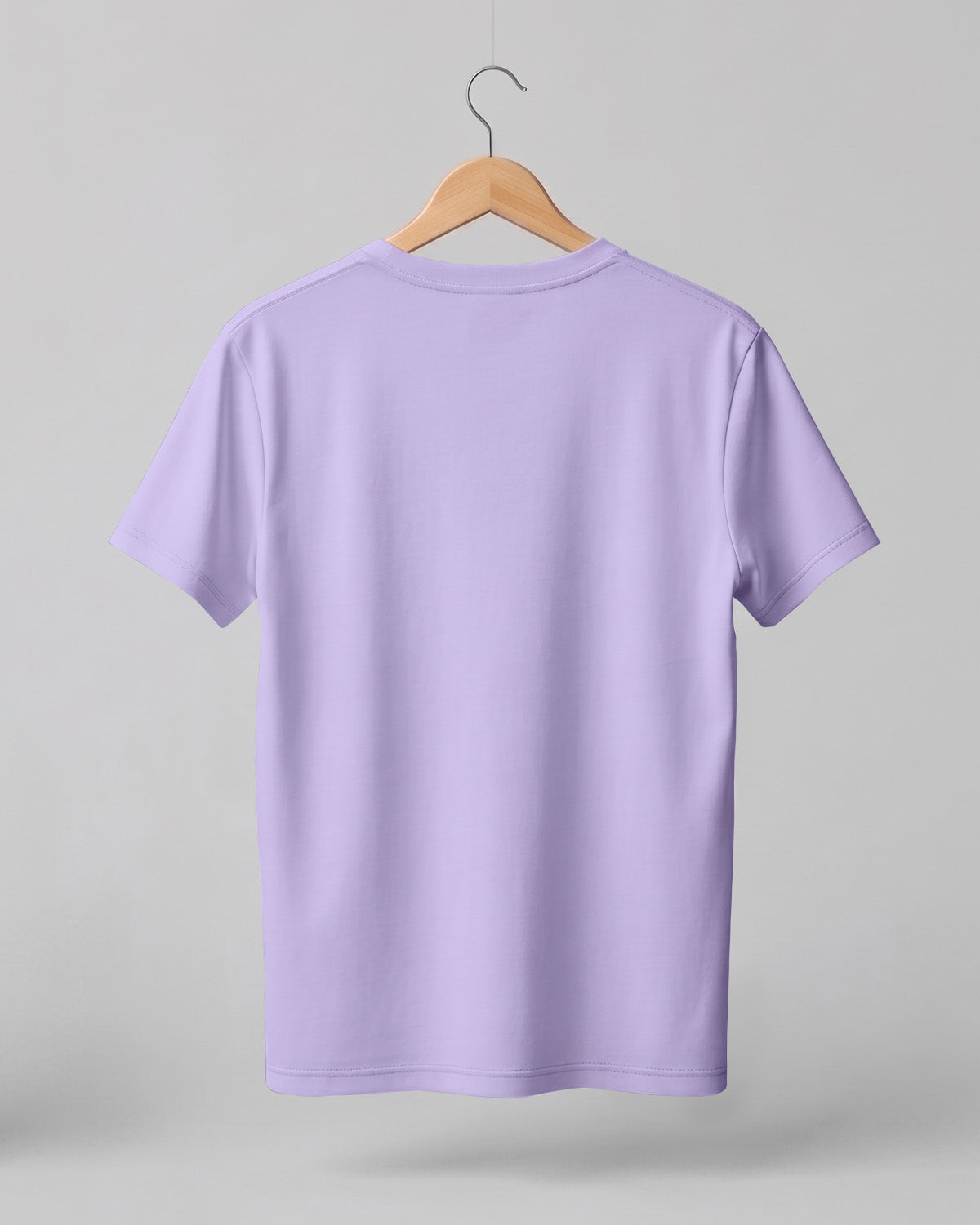 Lavender plain half sleeve round neck t-shirt made from premium cotton, 180 GSM red label yarn, biowashed for softness and durability.