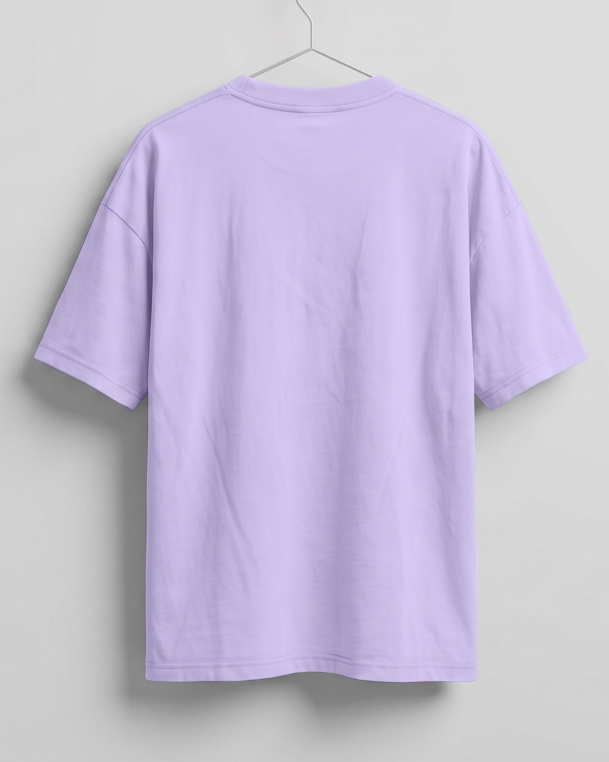 Lavender oversized plain half sleeve round neck t-shirt made from premium cotton 180 GSM red label yarn, biowashed for softness.