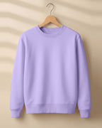 Lavender plain solid sweatshirt regular fit made from 320 GSM cotton fleece, bio‑washed & pre‑shrunk, with derby ribbed hem & cuffs.