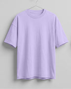 Lavender oversized plain half sleeve round neck t-shirt made from premium cotton 180 GSM red label yarn, biowashed for softness.