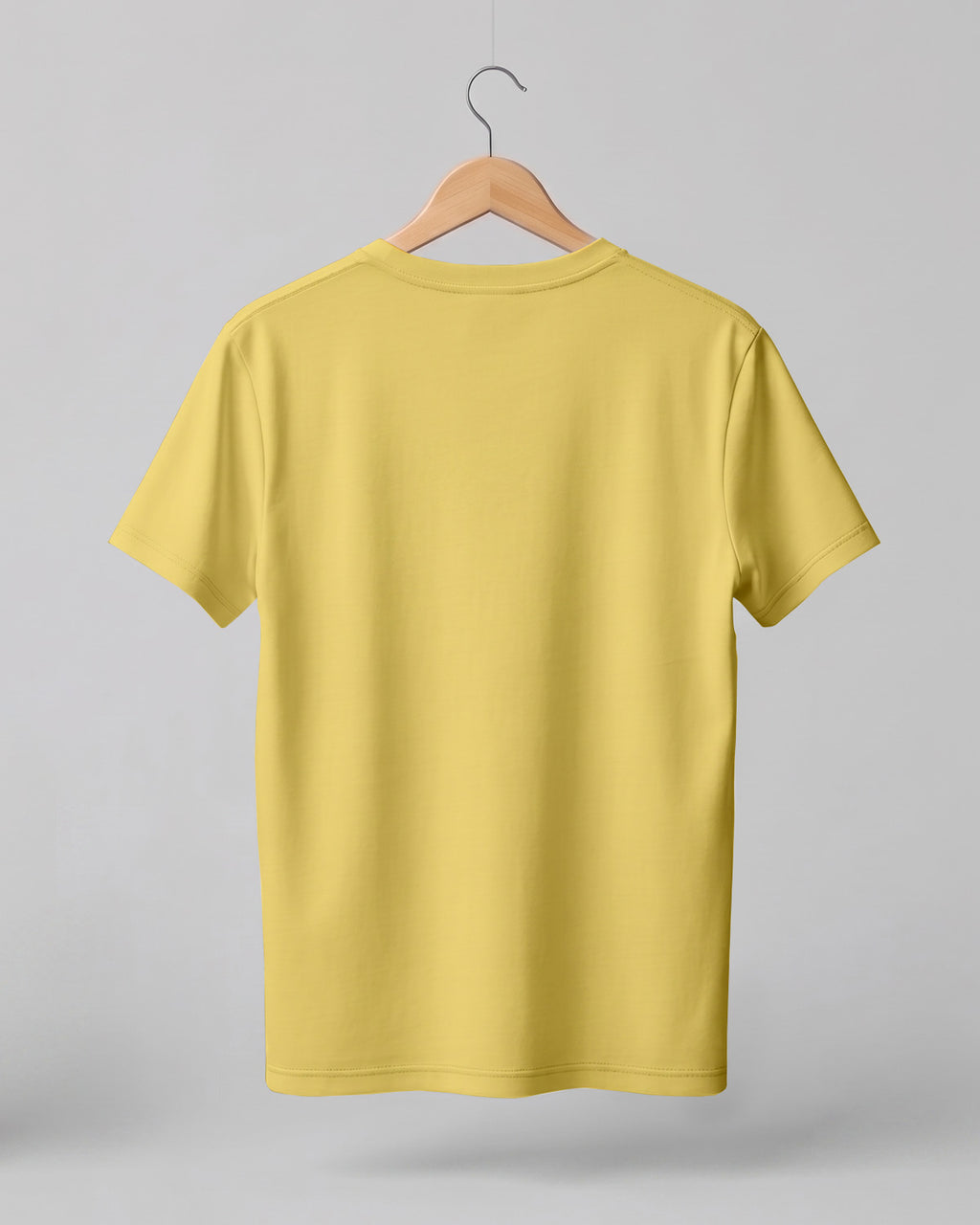 Light Yellow plain half sleeve round neck t-shirt made from premium cotton, 180 GSM red label yarn, biowashed for softness and durability.