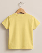 Light Yellow plain cotton kids half sleeve round neck t-shirt made from premium cotton, 180 GSM red label yarn, biowashed for softness and durability.