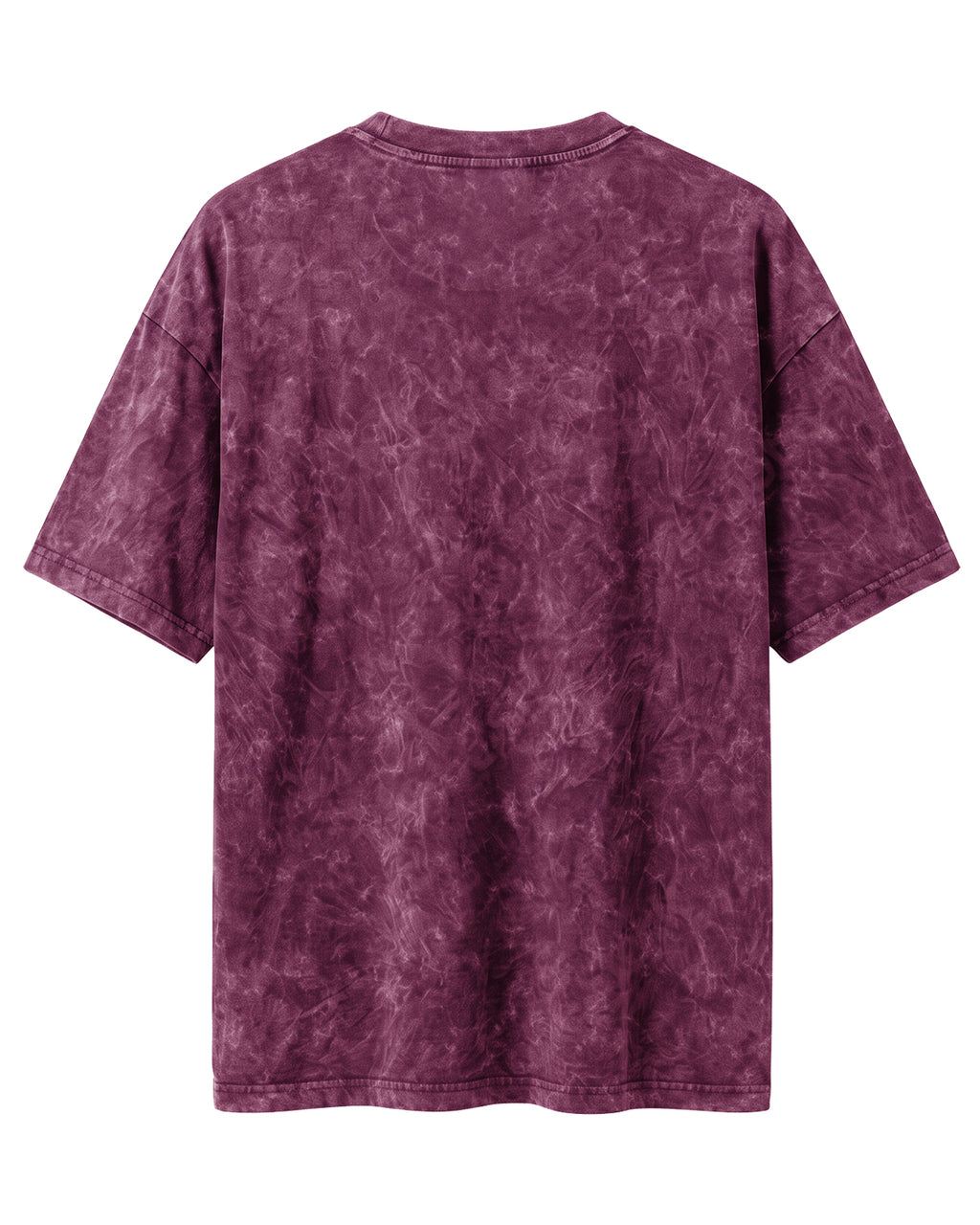 Maroon oversized acid washed plain half sleeve round neck t-shirt made from premium cotton 220 GSM red label yarn, biowashed for softness.
