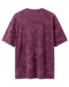 Maroon oversized acid washed plain half sleeve round neck t-shirt made from premium cotton 220 GSM red label yarn, biowashed for softness.