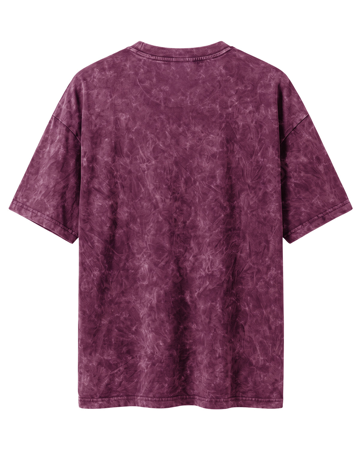 Maroon oversized acid washed plain half sleeve round neck t-shirt made from premium cotton 220 GSM red label yarn, biowashed for softness.