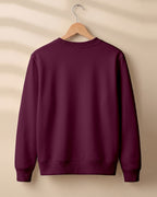 Maroon plain solid sweatshirt regular fit made from 320 GSM cotton fleece, bio‑washed & pre‑shrunk, with derby ribbed hem & cuffs.