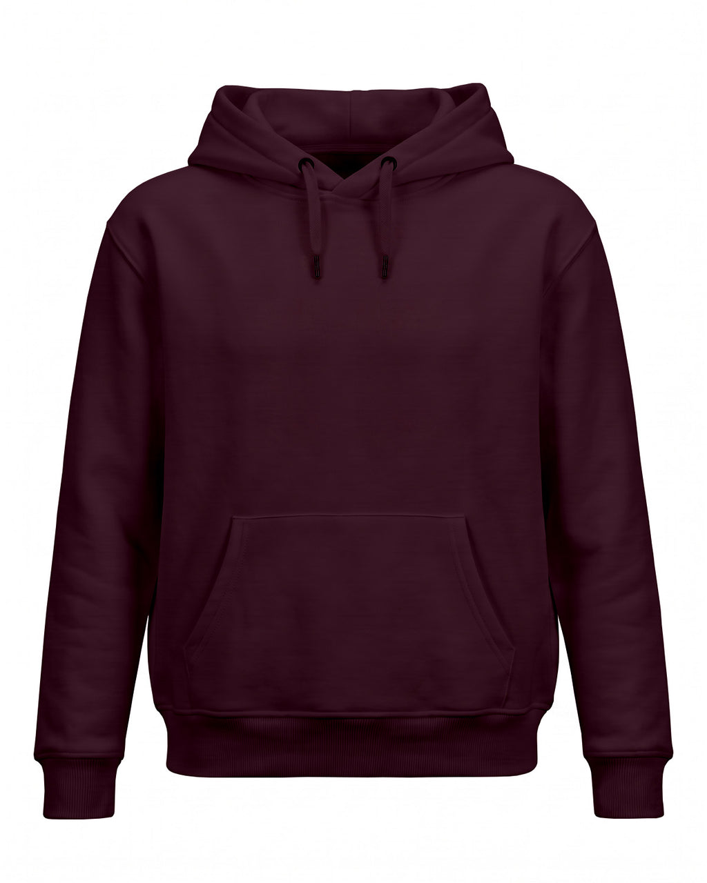 Maroon plain solid regular hoodie made from premium cotton fleece, 320 GSM, bio-washed and pre-shrunk for softness.