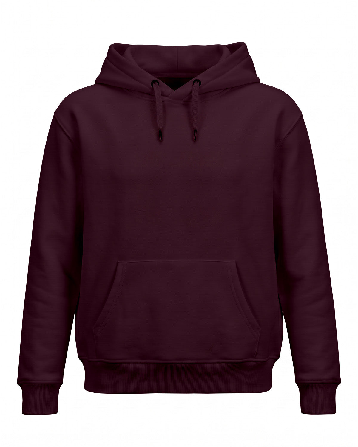 Maroon plain solid regular hoodie made from premium cotton fleece, 320 GSM, bio-washed and pre-shrunk for softness.