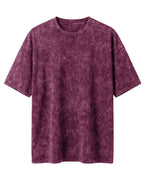 Maroon oversized acid washed plain half sleeve round neck t-shirt made from premium cotton 220 GSM red label yarn, biowashed for softness.