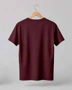 Maroon plain half sleeve round neck t-shirt made from premium cotton, 180 GSM red label yarn, biowashed for softness and durability.