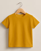Golden Yellow Plain Cotton Kids Half Sleeve T-Shirt