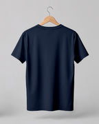 Navy blue plain half sleeve round neck t-shirt made from premium cotton, 180 GSM red label yarn, biowashed for softness and durability.