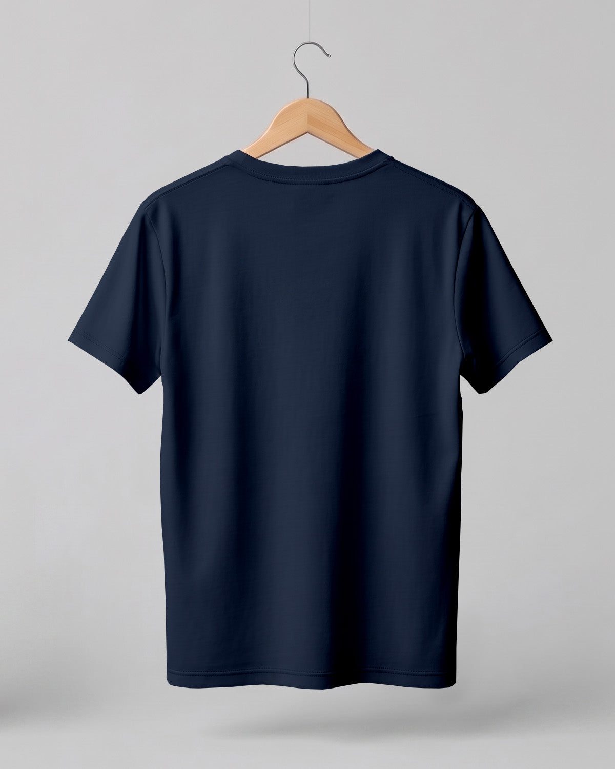 Navy blue plain half sleeve round neck t-shirt made from premium cotton, 180 GSM red label yarn, biowashed for softness and durability.