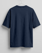 Navy Blue oversized plain half sleeve round neck t-shirt made from premium cotton 180 GSM red label yarn, biowashed for softness.