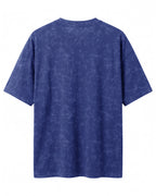 Navy Blue oversized plain half sleeve round neck t-shirt made from premium cotton 220 GSM red label yarn, acid washed for a rugged finish.