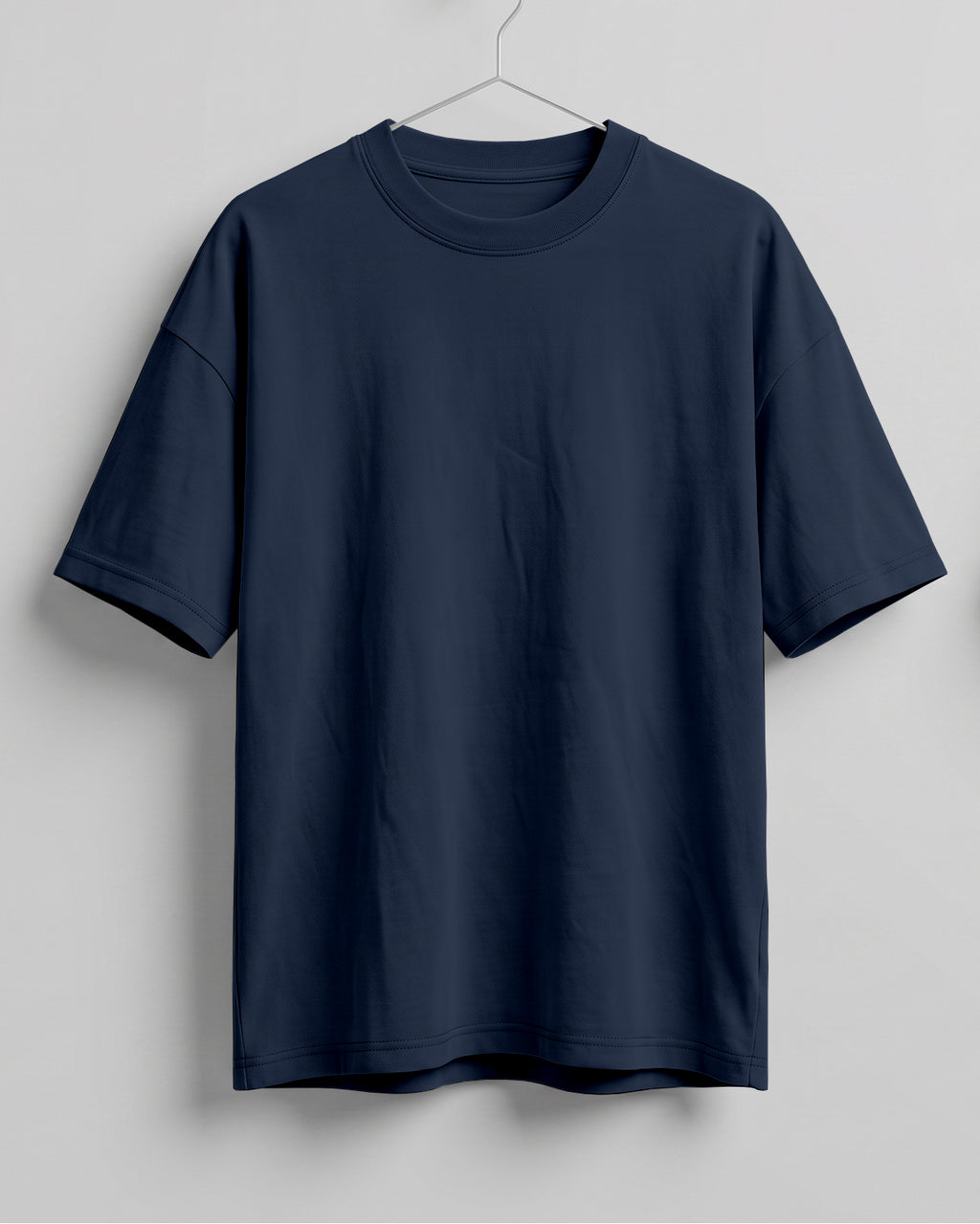 Navy Blue oversized plain half sleeve round neck t-shirt made from premium cotton 180 GSM red label yarn, biowashed for softness.