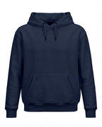 Navy Blue plain solid regular hoodie made from premium cotton fleece, 320 GSM, bio-washed and pre-shrunk for warmth and durability.