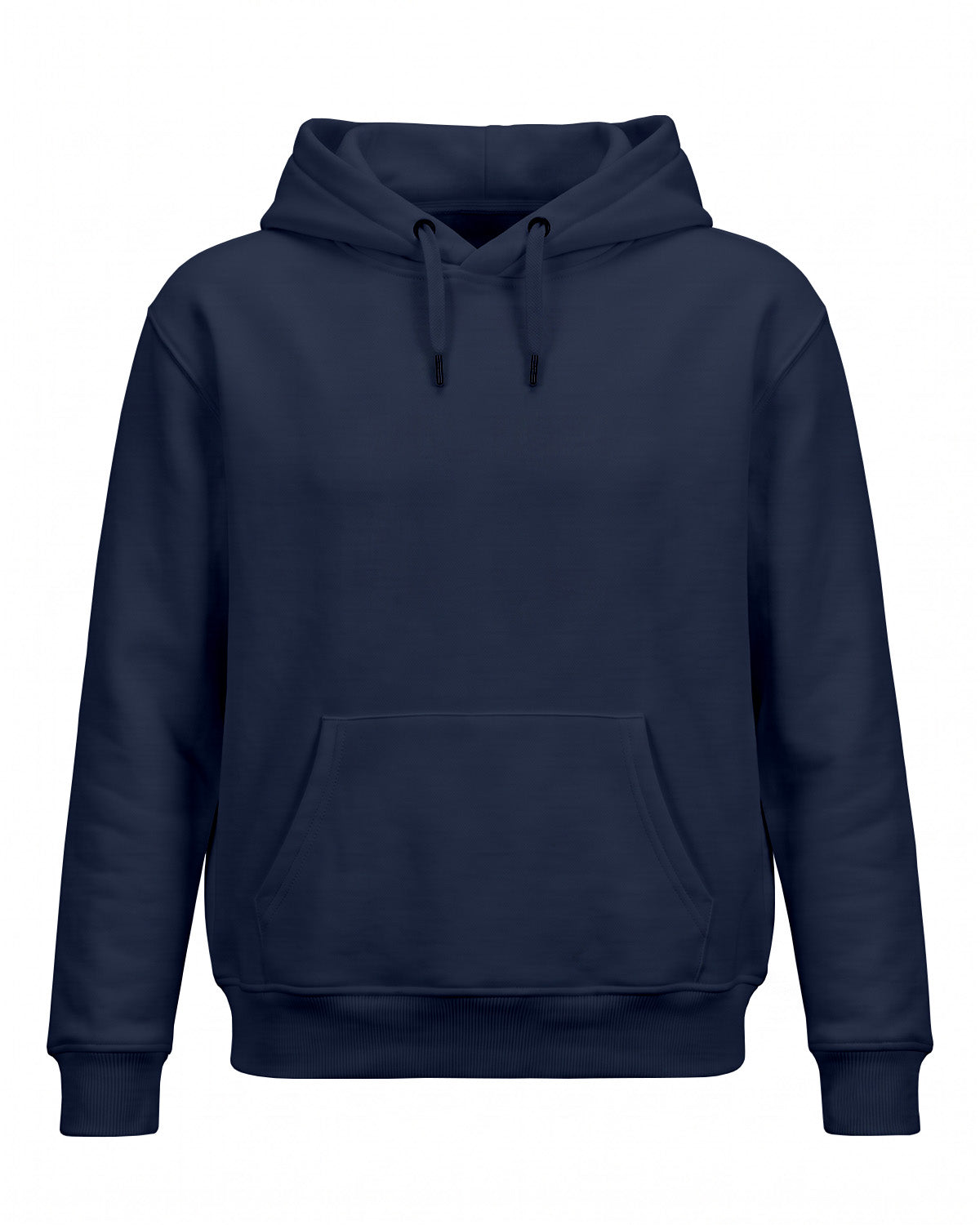 Navy Blue plain solid regular hoodie made from premium cotton fleece, 320 GSM, bio-washed and pre-shrunk for warmth and durability.