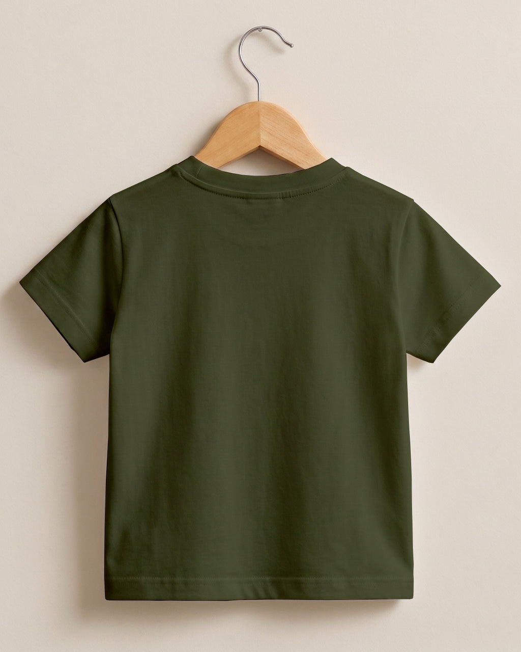 Olive Green Plain Cotton Kids Half Sleeve T-Shirt