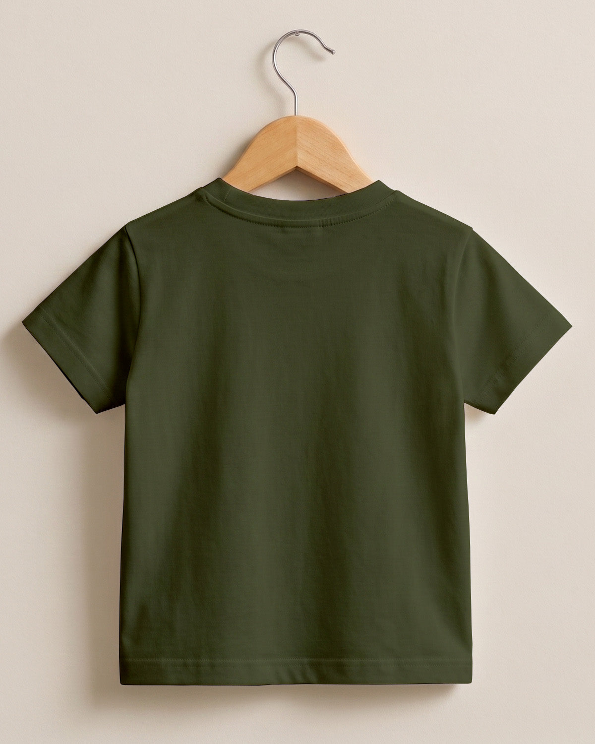 Olive Green Plain Cotton Kids Half Sleeve T-Shirt