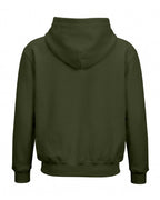 Olive Green plain solid regular hoodie made from premium cotton, 320 GSM cotton fleece fabric, bio-washed and pre-shrunk for softness.