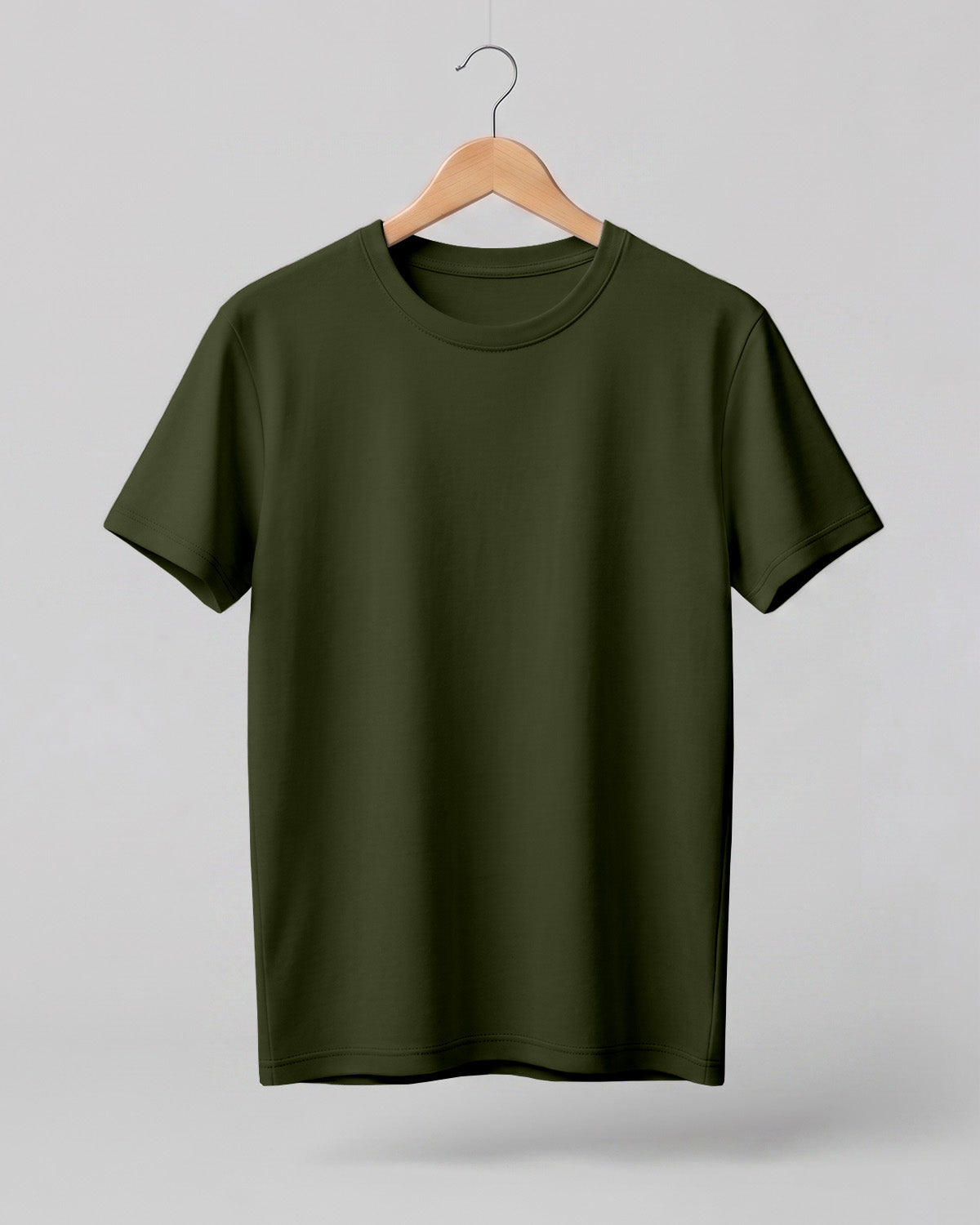 Olive Green Plain Half Sleeve T-Shirt