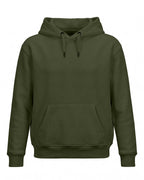 Olive Green plain solid regular hoodie made from premium cotton, 320 GSM cotton fleece fabric, bio-washed and pre-shrunk for softness.