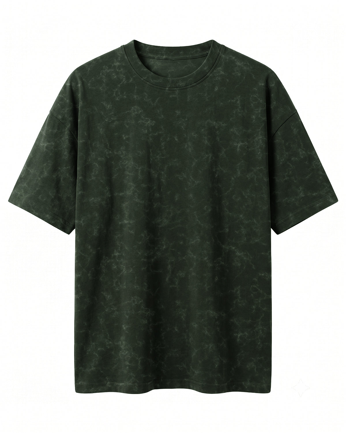 Olive Green oversized acid washed plain half sleeve round neck t-shirt made from premium cotton 220 GSM red label yarn, biowashed for softness.