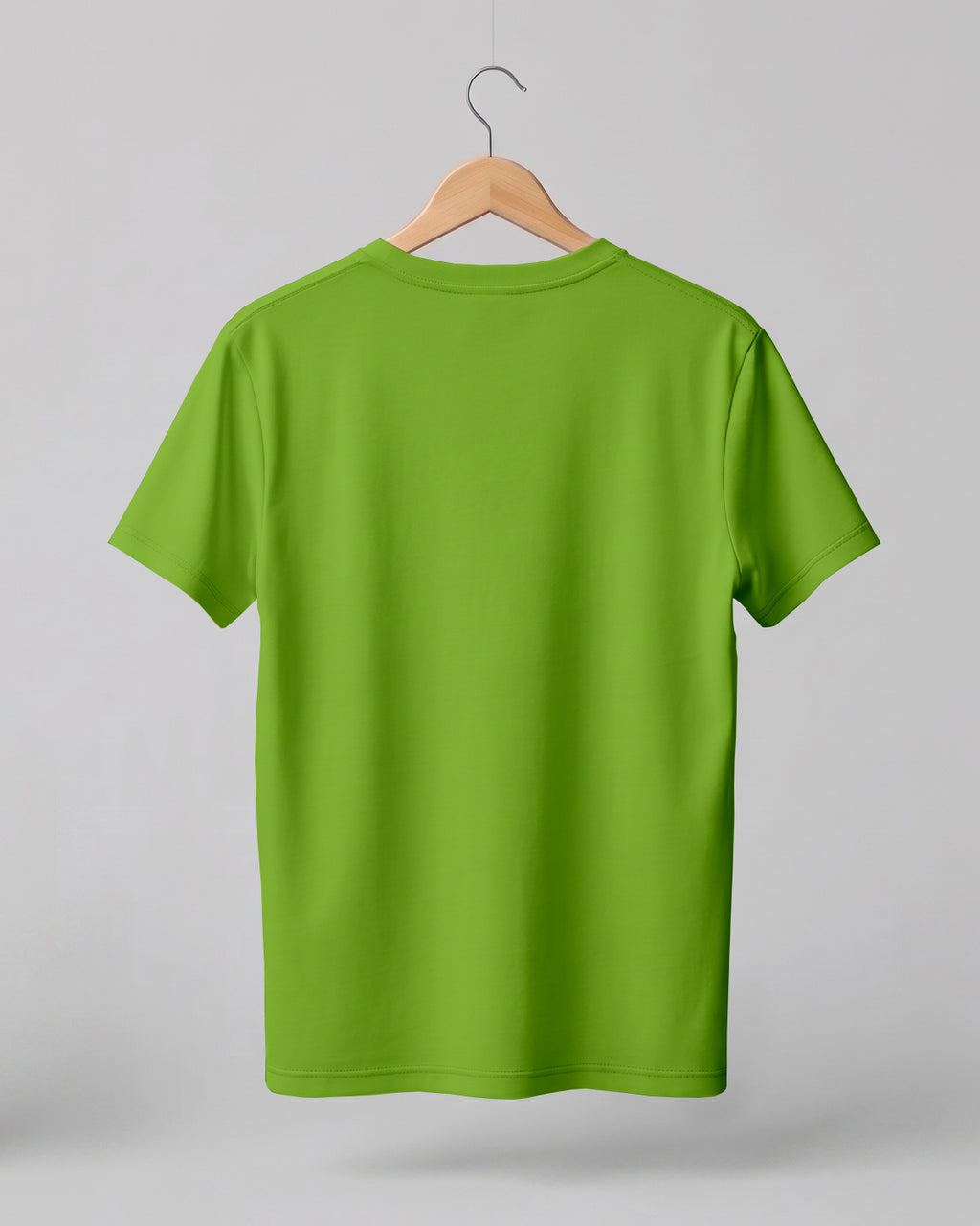 Parrot green plain half sleeve round neck t-shirt made from premium cotton, 180 GSM red label yarn, biowashed for softness and durability.