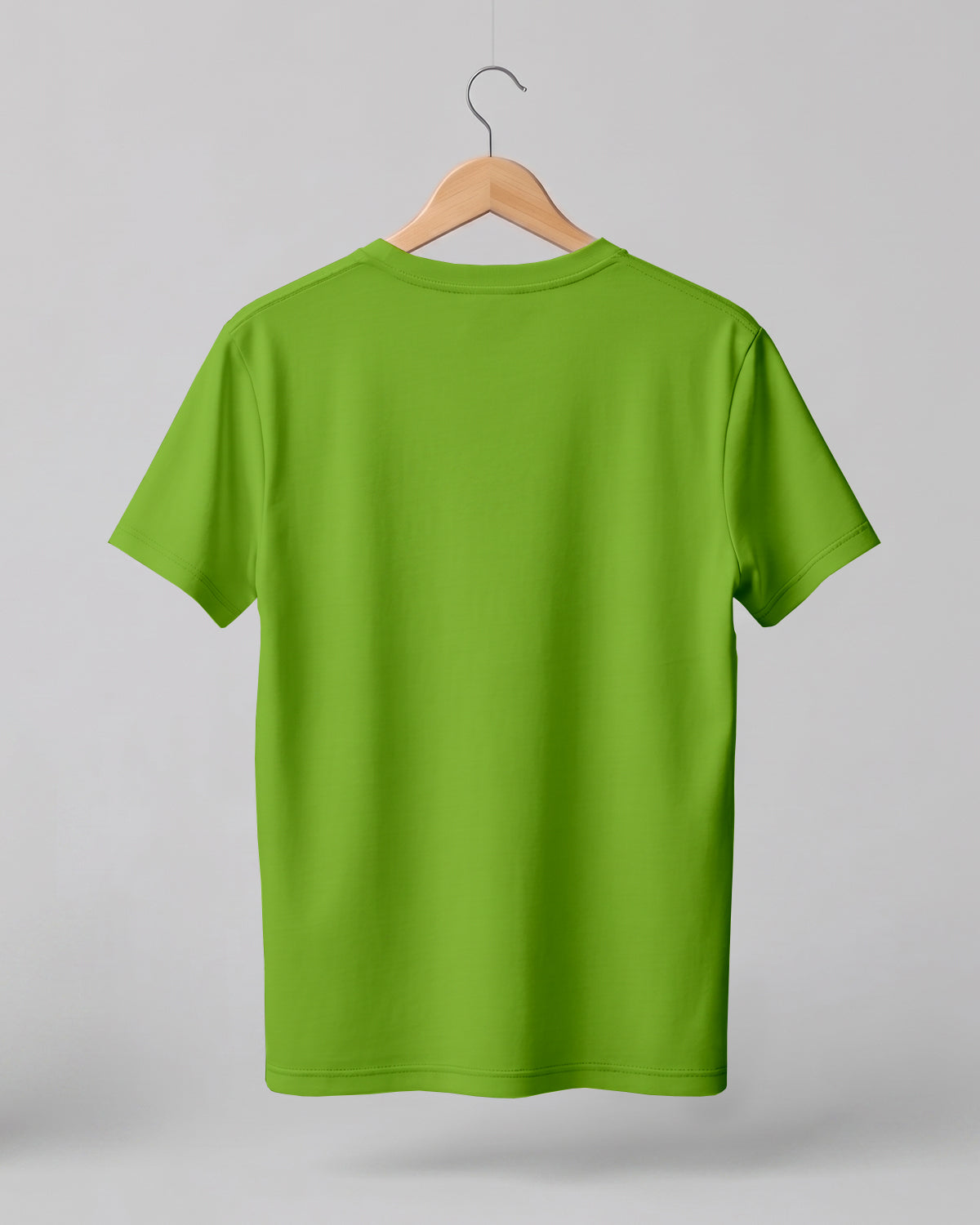 Parrot green plain half sleeve round neck t-shirt made from premium cotton, 180 GSM red label yarn, biowashed for softness and durability.