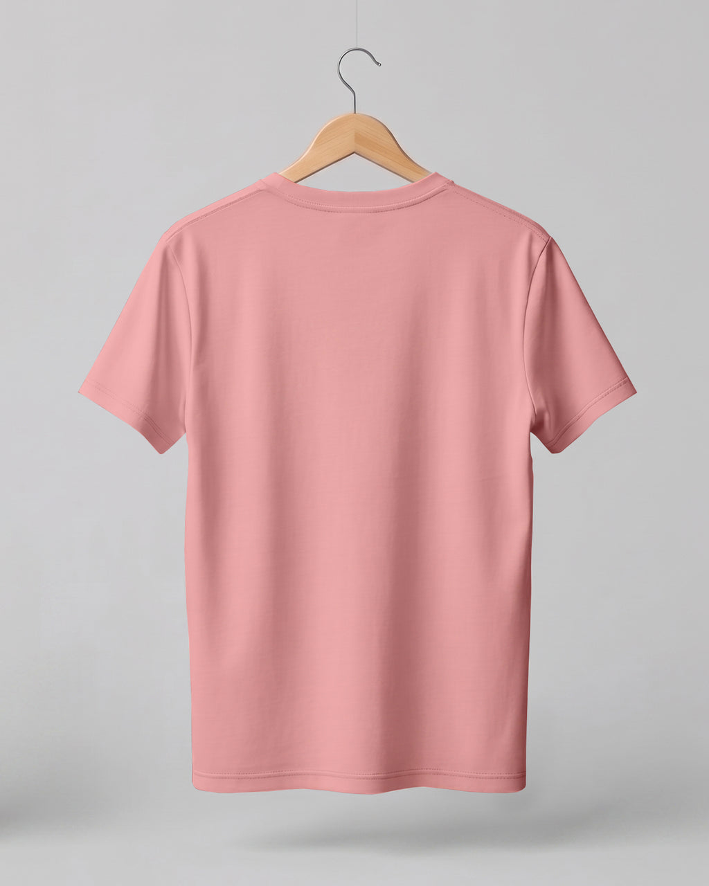 Peach plain half sleeve round neck t-shirt made from premium cotton, 180 GSM red label yarn, biowashed for softness and durability.