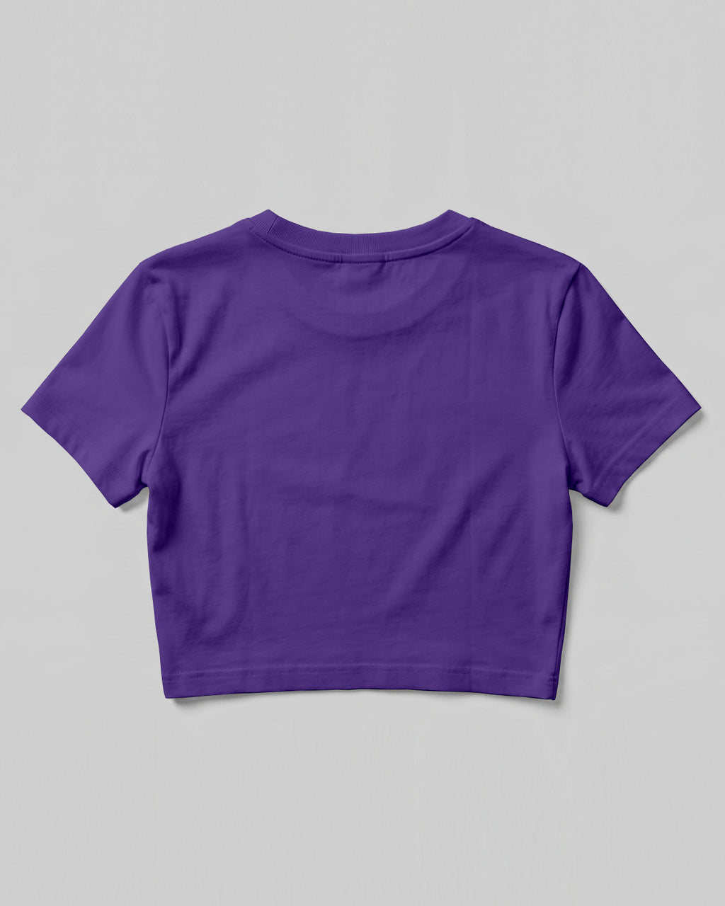 Purple plain crop top made from premium cotton, 180 GSM yarn, biowashed for softness and durability.