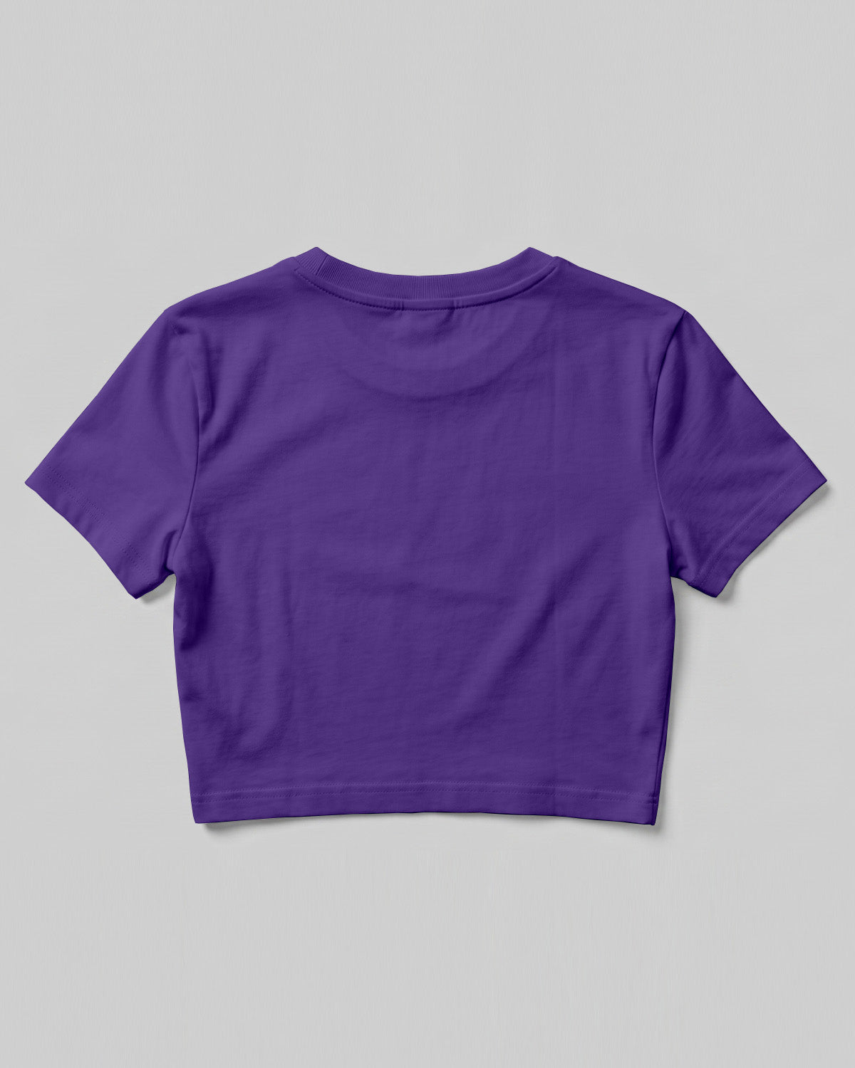 Purple plain crop top made from premium cotton, 180 GSM yarn, biowashed for softness and durability.