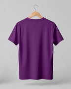 Purple plain half sleeve round neck t-shirt made from premium cotton, 180 GSM red label yarn, biowashed for softness and durability.