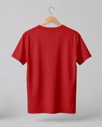 Red plain half sleeve round neck t-shirt made from premium cotton, 180 GSM red label yarn, biowashed for softness and durability.