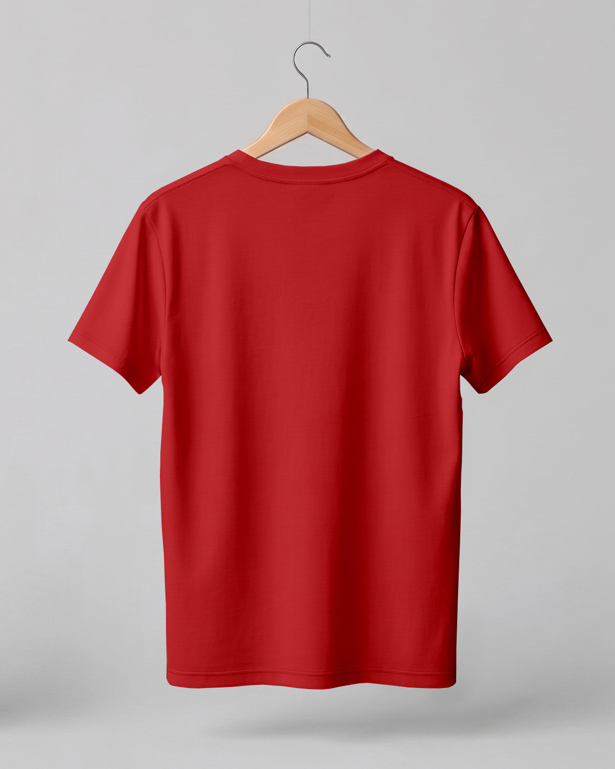 Red plain half sleeve round neck t-shirt made from premium cotton, 180 GSM red label yarn, biowashed for softness and durability.