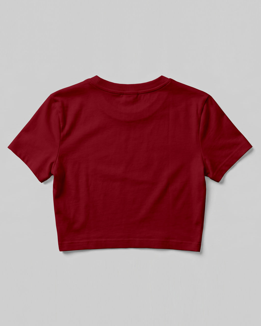 Red plain crop top made from premium cotton, 180 GSM red label yarn, biowashed for softness and durability.