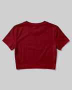 Red plain crop top made from premium cotton, 180 GSM red label yarn, biowashed for softness and durability.