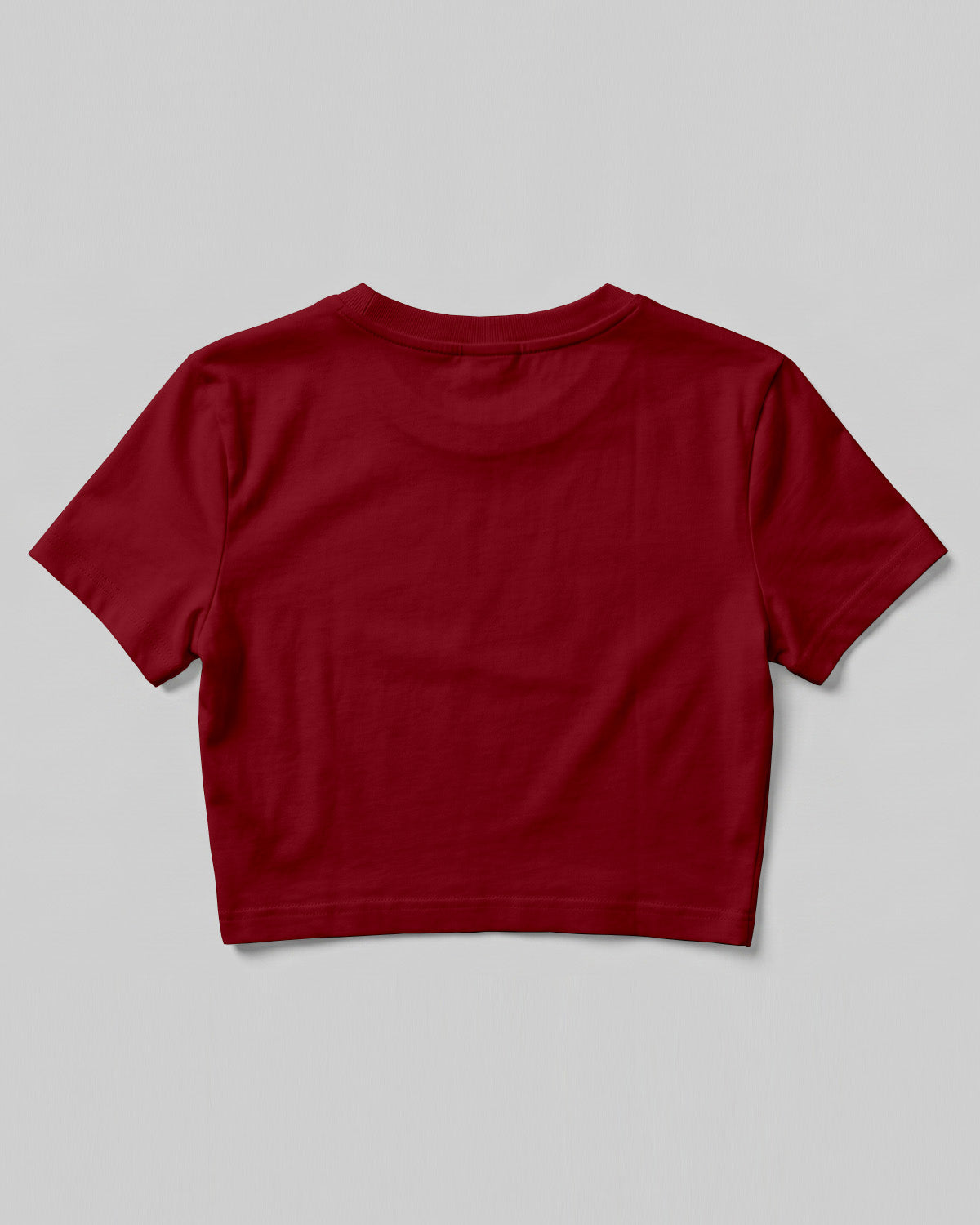 Red plain crop top made from premium cotton, 180 GSM red label yarn, biowashed for softness and durability.