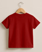 Red plain cotton kids half sleeve round neck t-shirt made from premium cotton, 180 GSM yarn, biowashed for softness and durability.