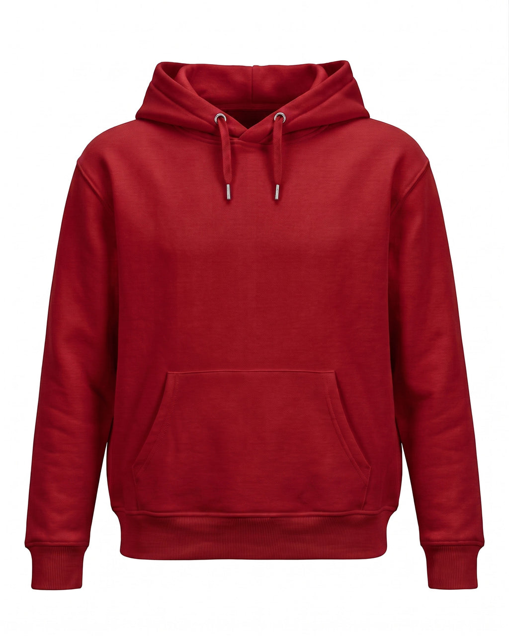 Red plain solid standard fit hoodie made from premium cotton 320 GSM fleece, biowashed and pre-shrunk for softness.