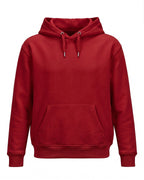 Red plain solid standard fit hoodie made from premium cotton 320 GSM fleece, biowashed and pre-shrunk for softness.