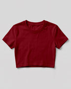 Red plain crop top made from premium cotton, 180 GSM red label yarn, biowashed for softness and durability.