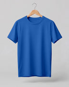 Royal Blue plain half sleeve round neck t-shirt made from premium cotton, 180 GSM red label yarn, biowashed for softness and durability.