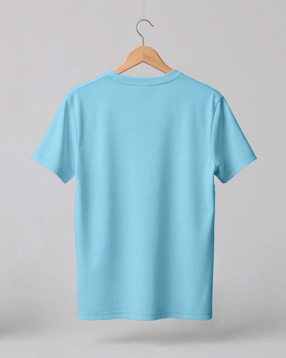 Mint (Sky Blue) plain half sleeve round neck t-shirt made from premium cotton, 180 GSM red label yarn, biowashed for softness and durability.